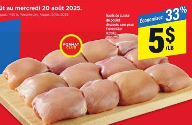 hauts de cuisse de poulet désossés, sans peau Format Club