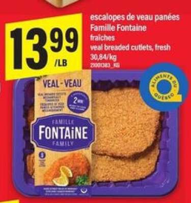 escalopes de veau panées Famille Fontaine fraîches