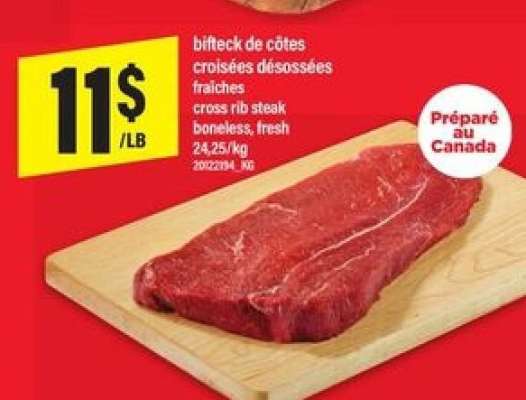 bifteck de côtes croisées désossées fraîches
