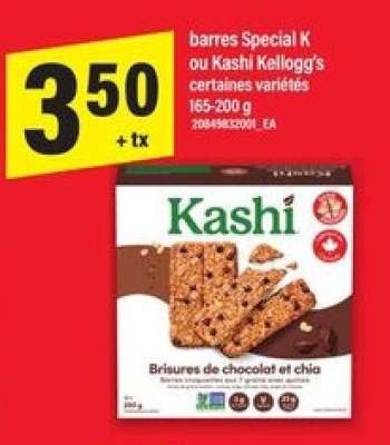 barres Special K ou Kashi Kellogg's