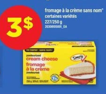 fromage à la crème sans nom