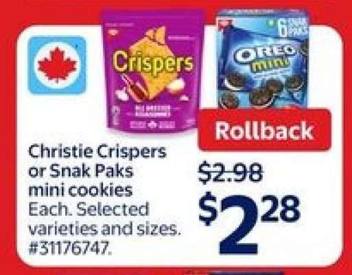 Christie Crispers or Snak Paks mini cookies