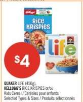 QUAKER LIFE (450g), KELLOGG'S RICE KRISPIES