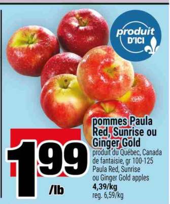 pommes Paula Red, Sunrise ou Ginger Gold