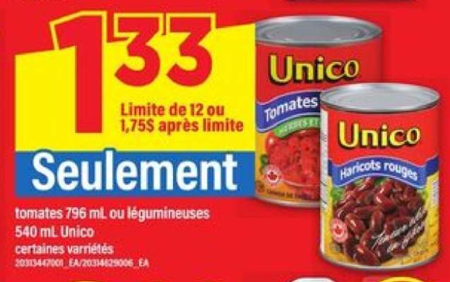 Unico tomates ou légumineuses