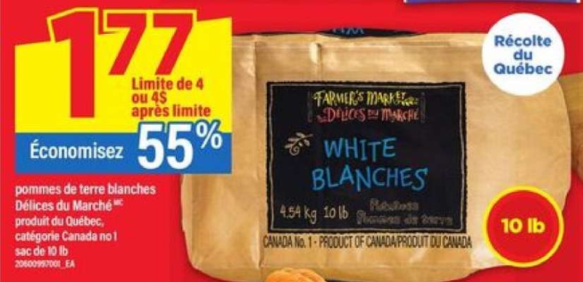pommes de terre blanches Délices du Marché