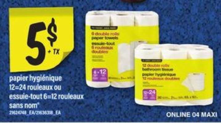 papier hygiénique ou essuie-tout sans nom