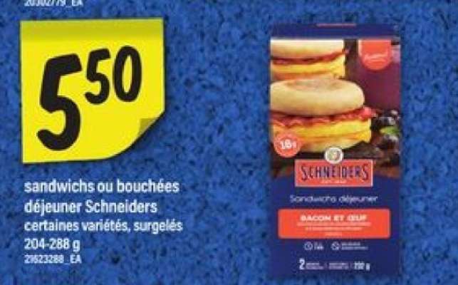 Sandwichs ou bouchées déjeuner Schneiders