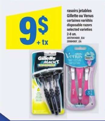 rasoirs jetables Gillette ou Venus