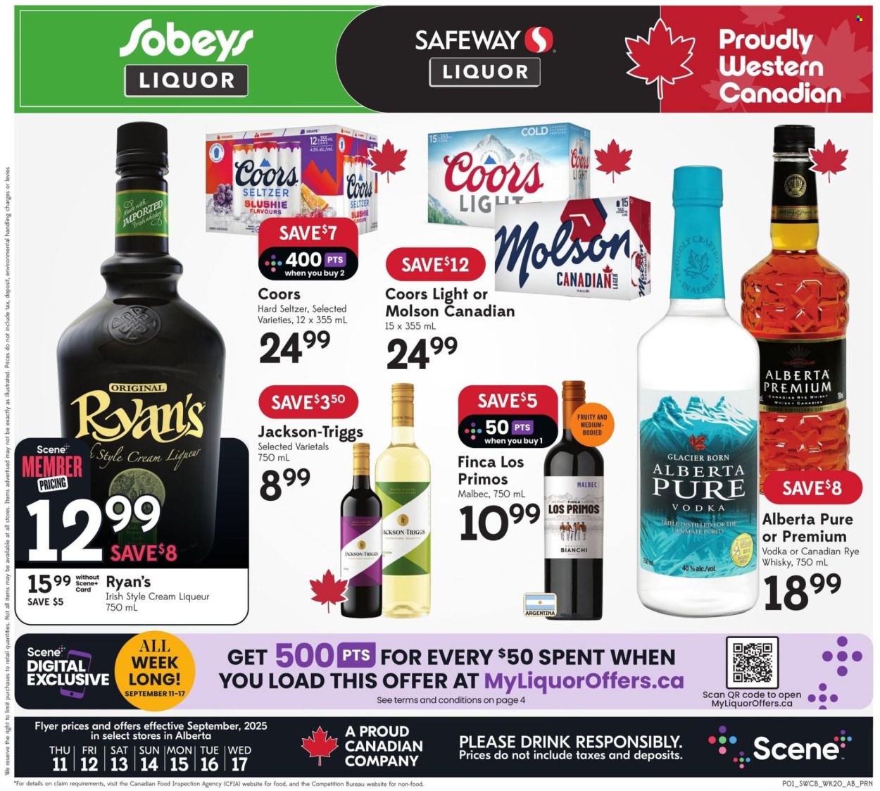 Circulaire Sobeys Liquor - 11 Septembre 2025 - 17 Septembre 2025. Page 1